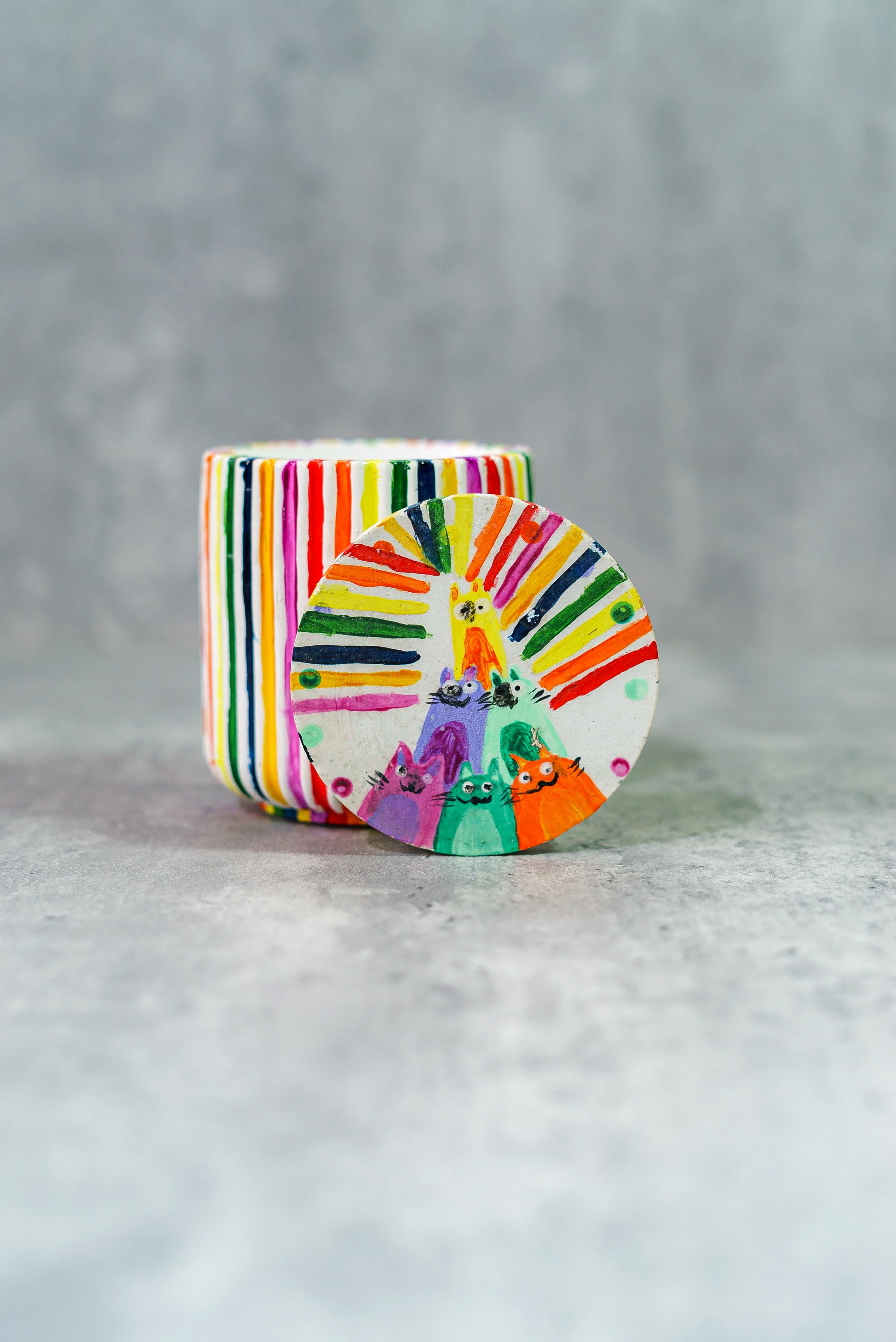 Rainbow Cats Candle Jar