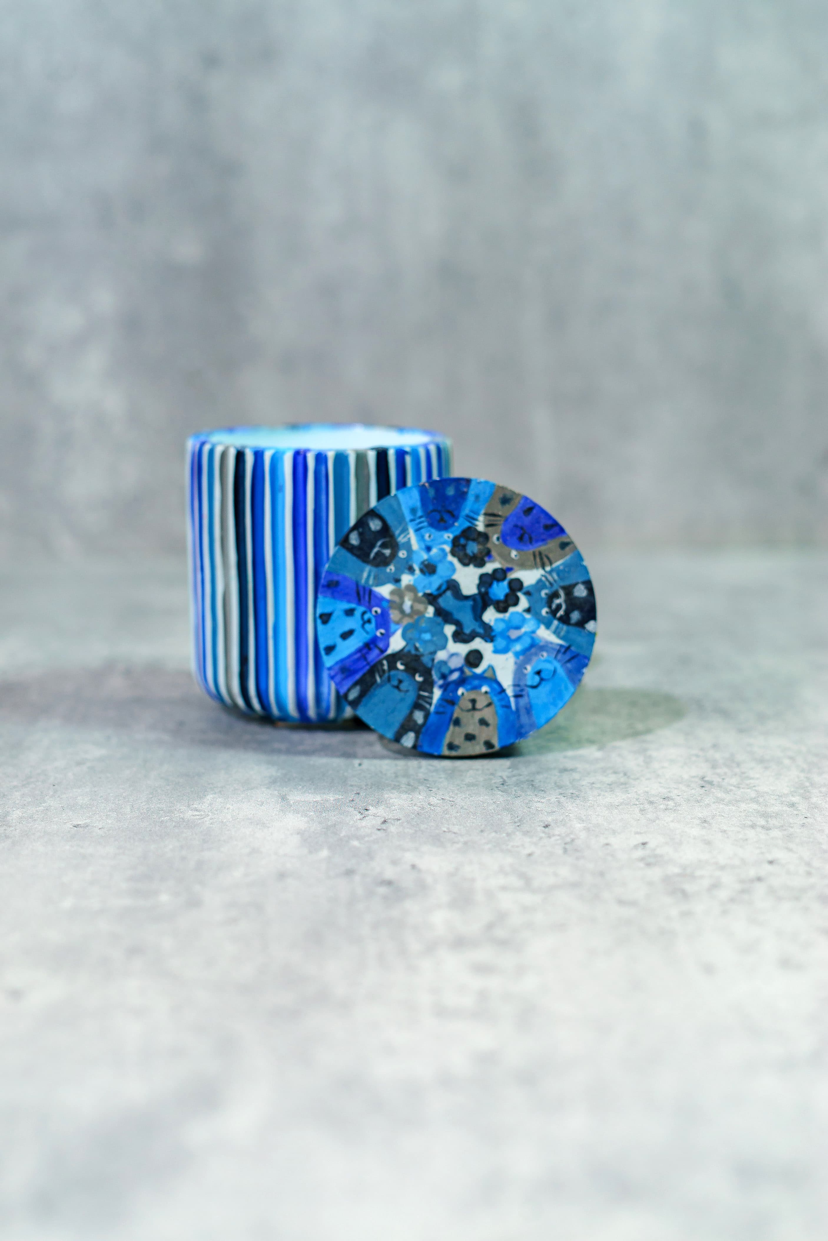 Azure Cats Candle Jar