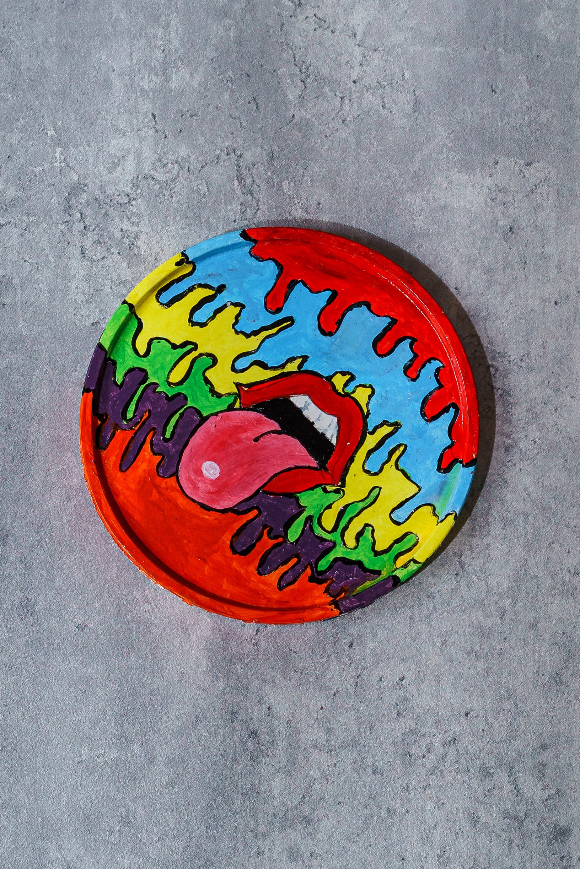 Lip Service — Hand-Painted Round Tray