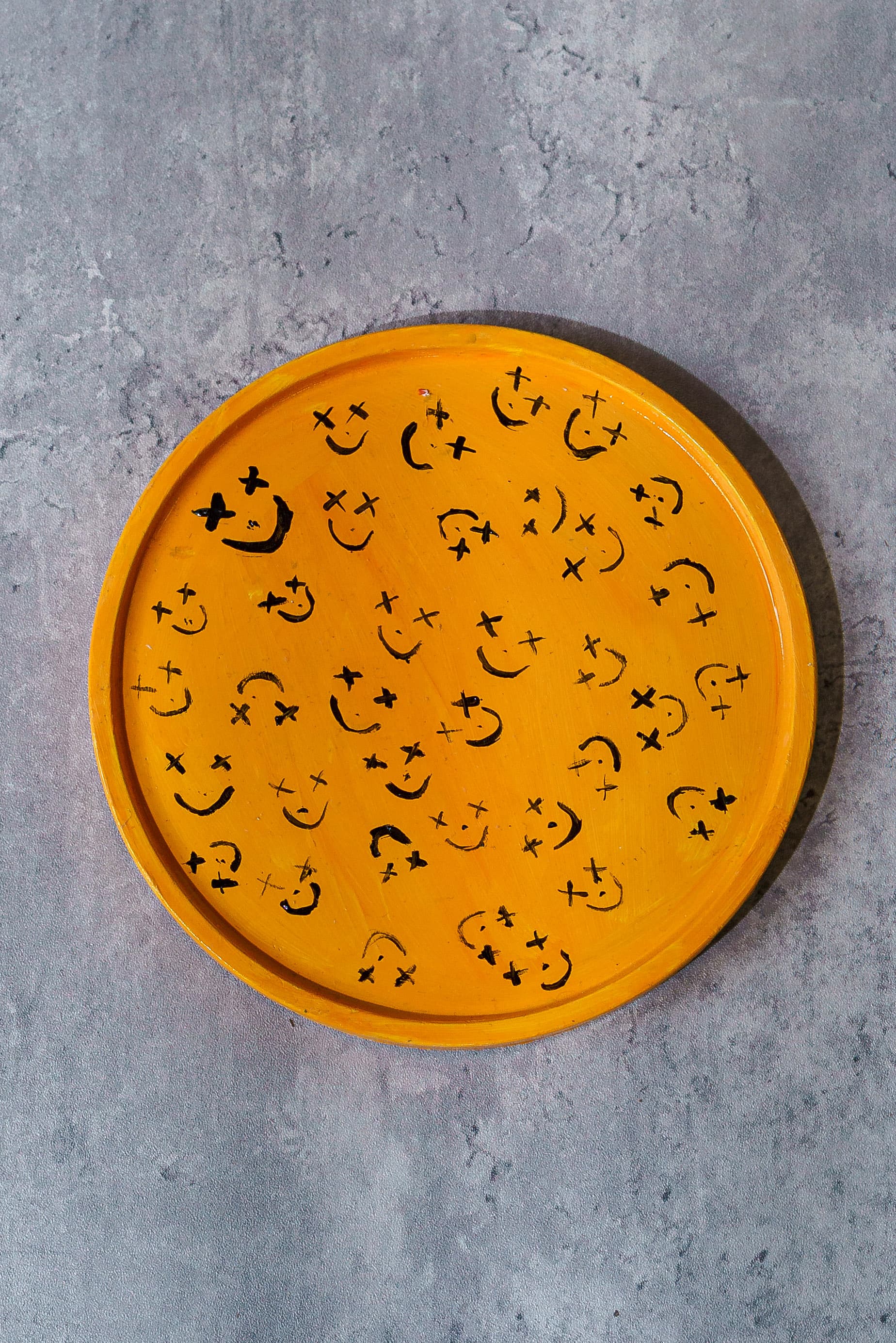 Happy Faces — Hand-Painted Round Tray