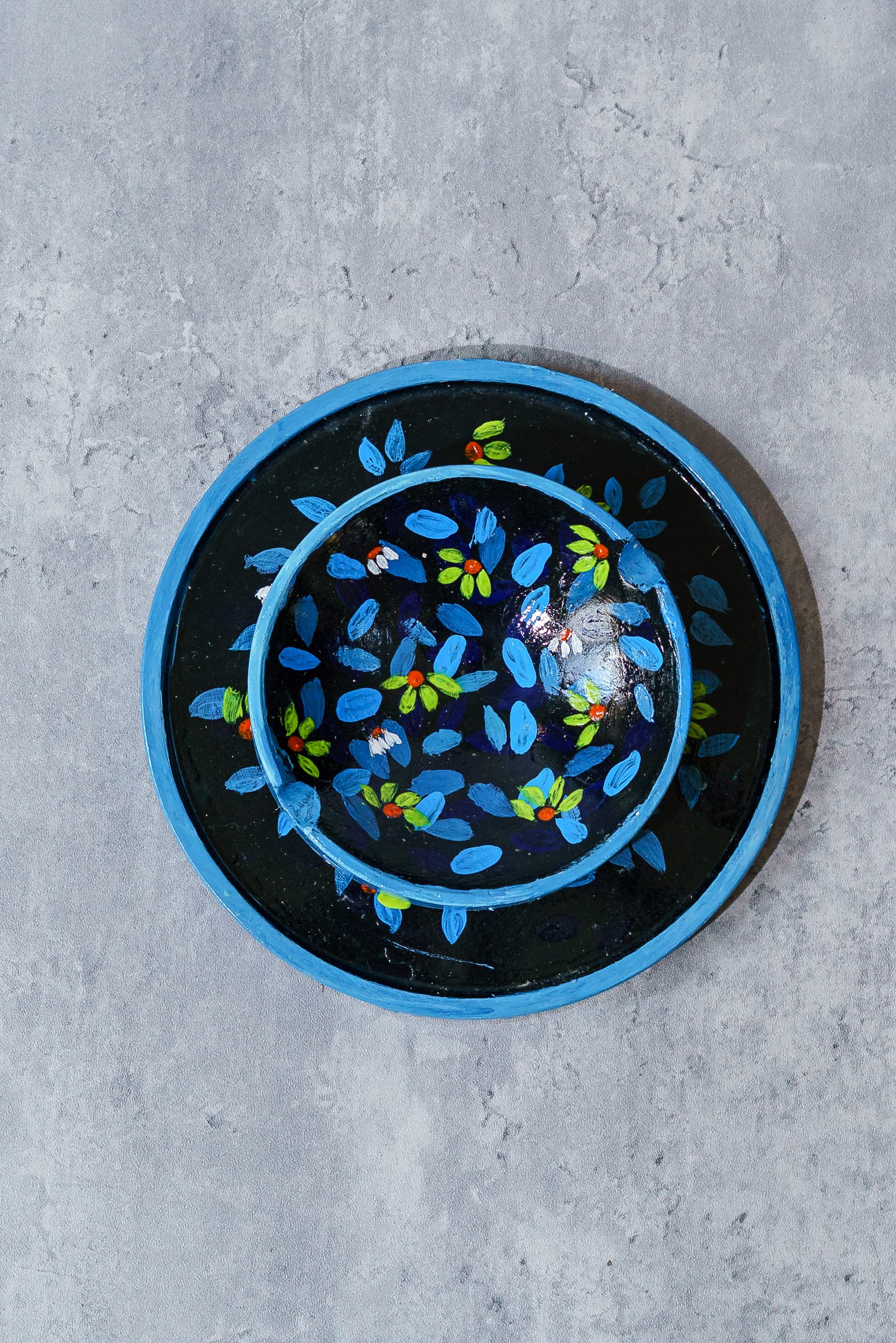 Blue Bloom Tray & Ashtray Set