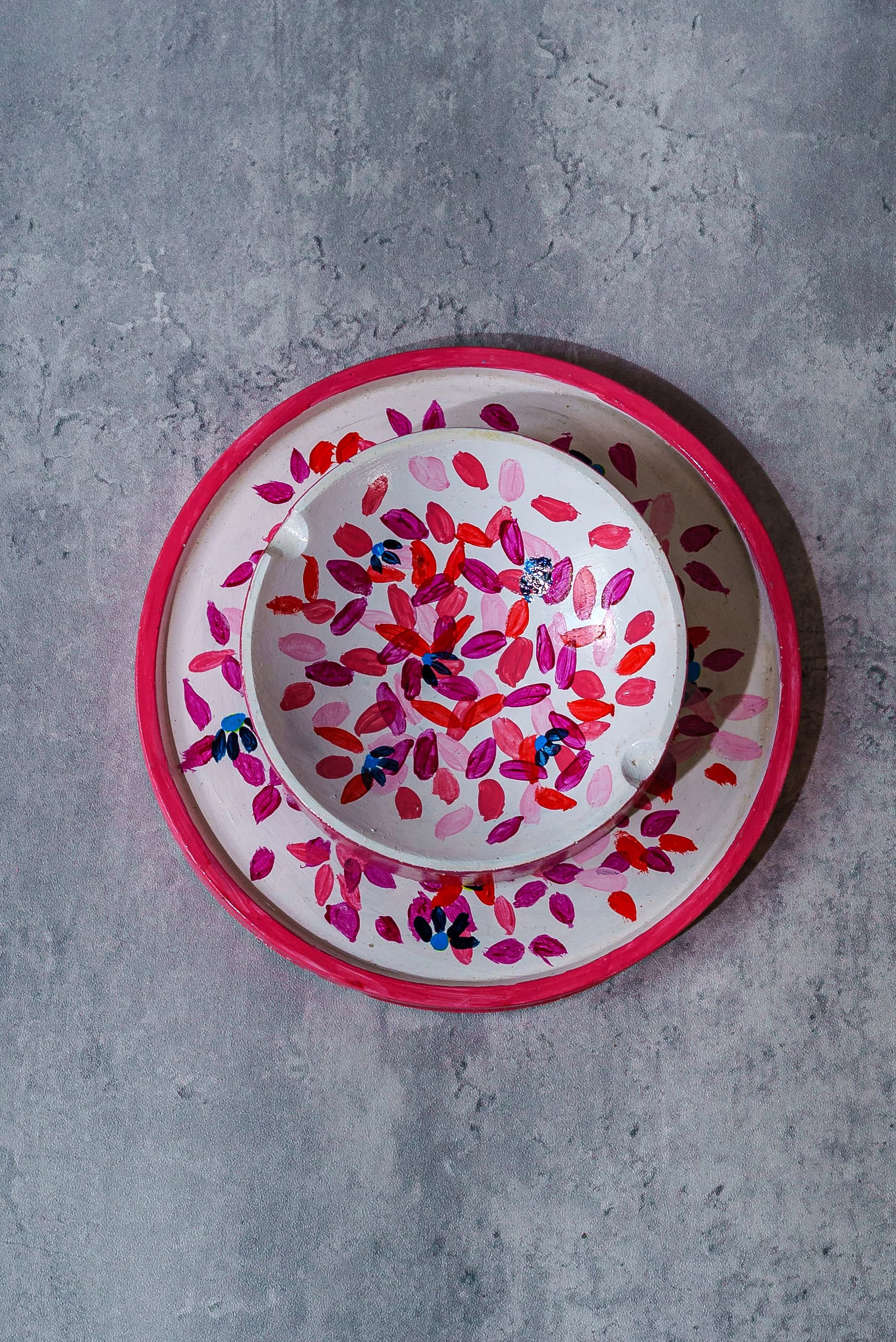 Pink Bloom Tray & Ashtray Set